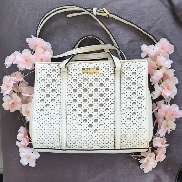 kate spade Handbags - Kate Spade White Perforated Satchel/Crossbody